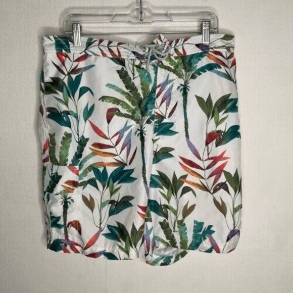 Tommy Bahama Lined Swim Trunks Men Size XL White/Green Baja Mauna Loa Palms - Picture 7 of 11